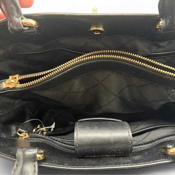 Michael Kors Brown Signature Monogram Gramercy Satchel Tote Bag with Lock Detail - Picture 13 of 14